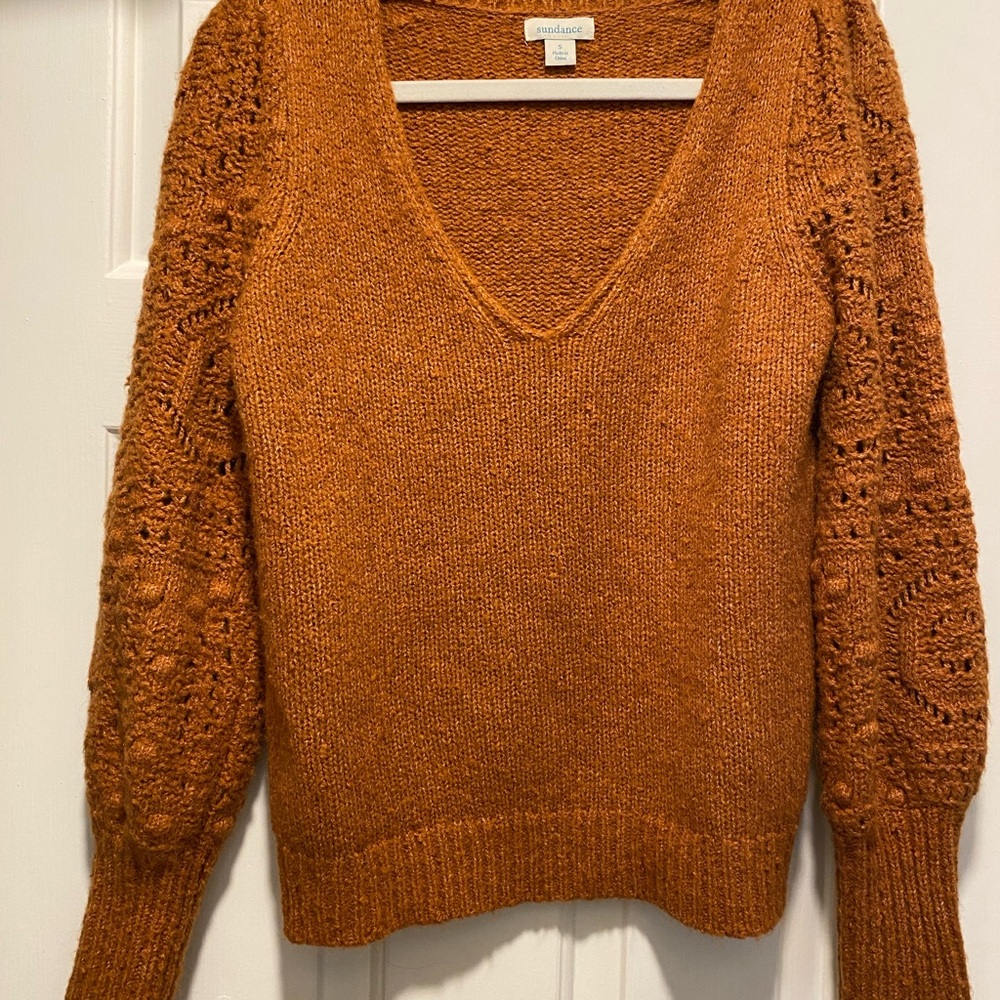 Sundance Women's V-Neck Sweater in Rich Orange